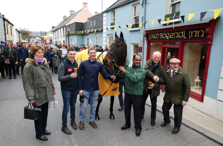 Cheltenham Gold Cup hero Al Boum Photo outside The Lord Bagenal Inn