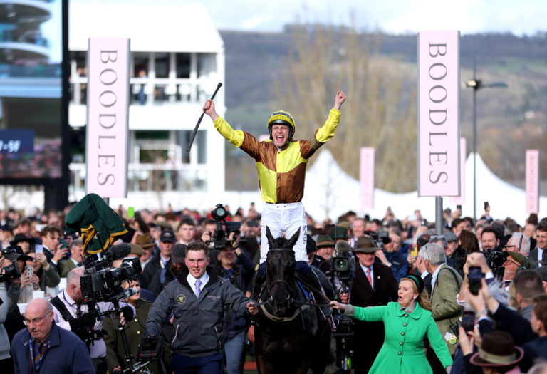 Paul Townend accepts the acclaim of the Cheltenham crowd after last year's Gold Cup