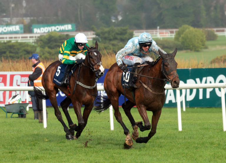 Kargese winning the McCann FitzGerald Spring Juvenile Hurdle at Leopardstown