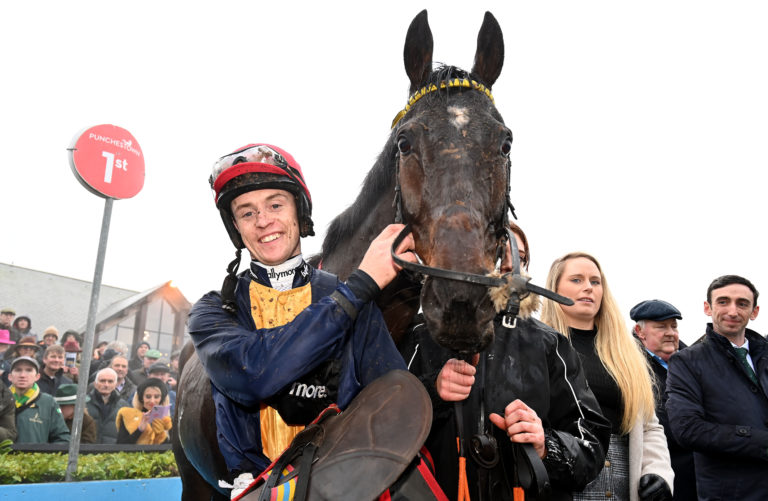 J J Slevin after winning the John Durkan Memorial Punchestown Chase on Fastorslow