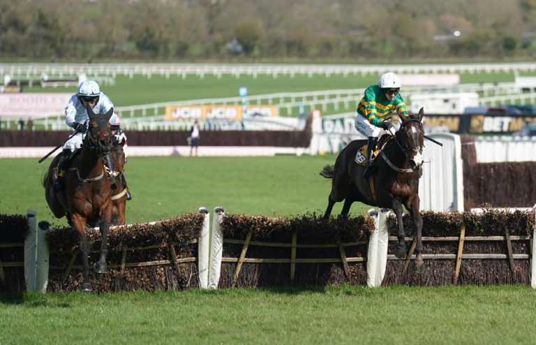 Kargese (left) had to settle for second behind Majborough in the Triumph Hurdle