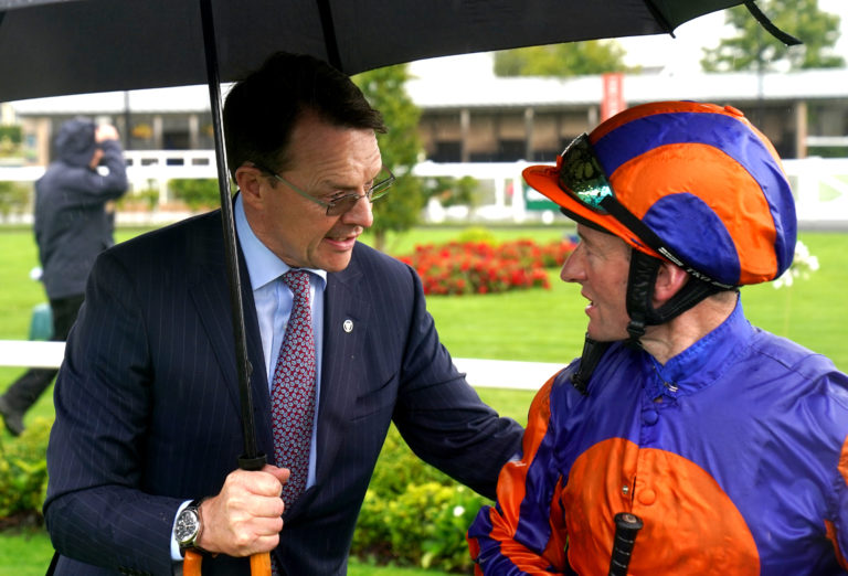 Trainer Aidan O'Brien with Seamie Heffernan