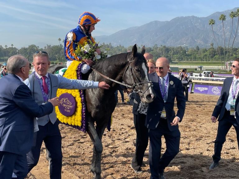 Ryan Moore and Auguste Rodin after the Breeders' Cup