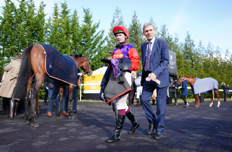 Jockey Oisin Murphy and David Evans after Blue Prince ran at Lingfield