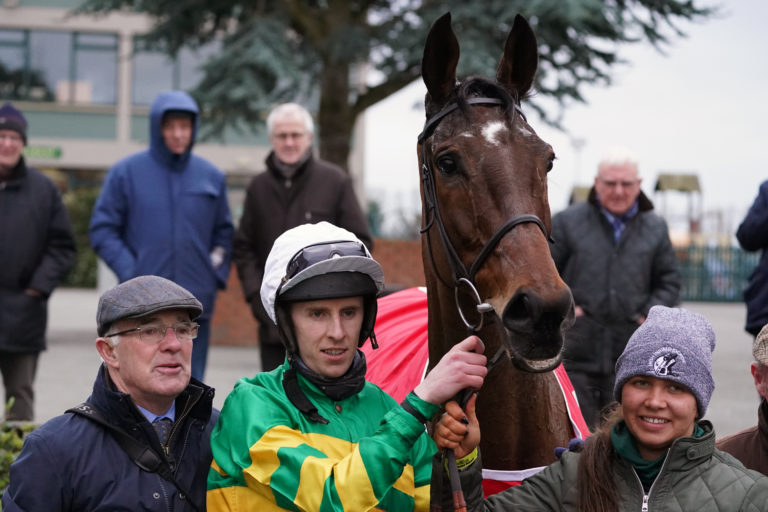 Ted Walsh (left) and jockey Mark Walsh (no relation) with Any Second Now