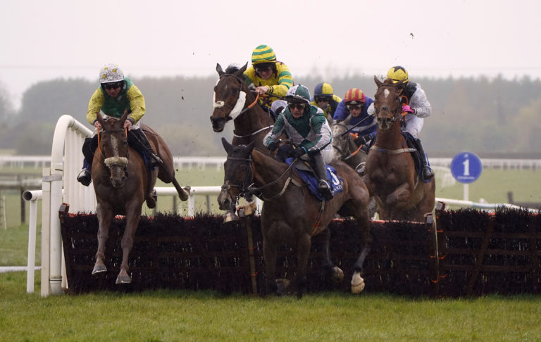 Implicit (green/white silks) on their way to winning at Fairyhouse