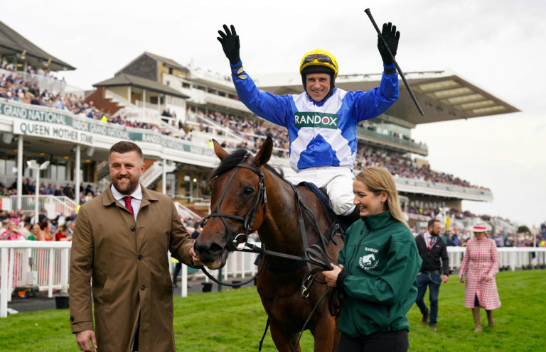 Harry Skelton after winning the William Hill Handicap Hurdle on Kateira