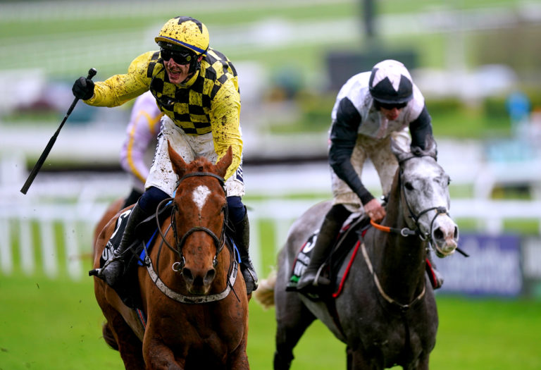 State Man (left) beating Irish Point at Cheltenham