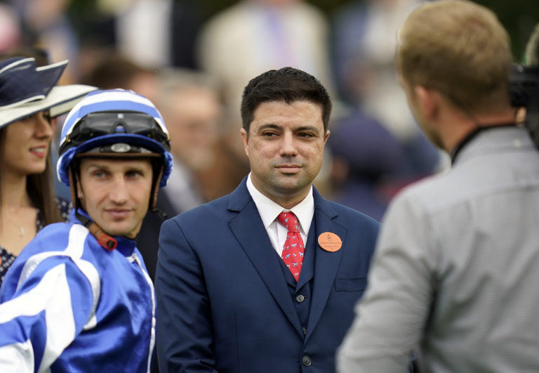 Aurelien Lemaitre (left) and Christopher Head (centre) suffered Guineas heartbreak with Ramatuelle