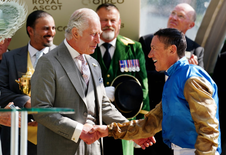King Charles congratulates Frankie Dettori on his 2023 Gold Cup success at Royal Ascot