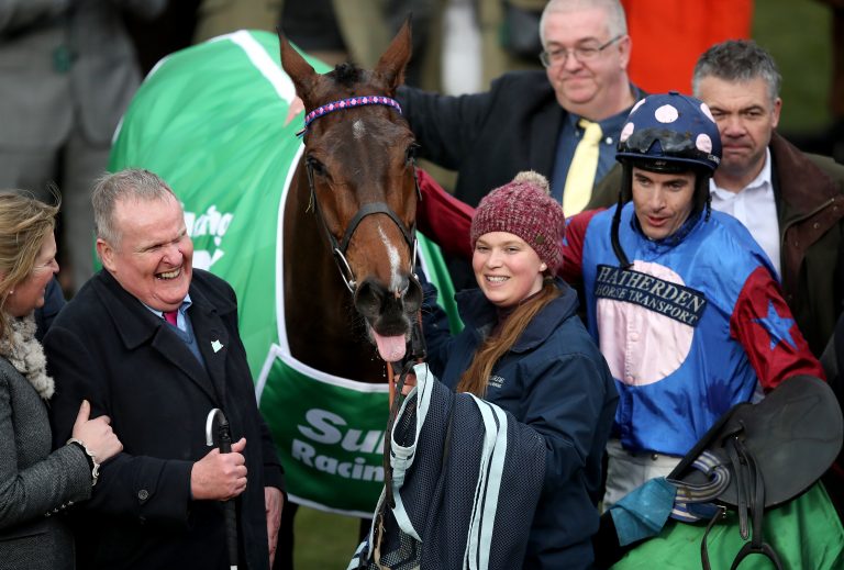Paisley Park with trainer Emma Lavelle (left) and owner Andrew Gemmell (second left)