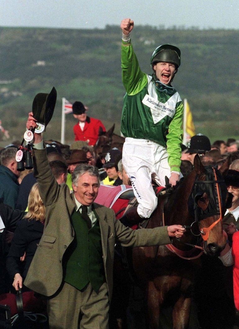 Paul Barber leading in See More Business after his Cheltenham Gold Cup triumph