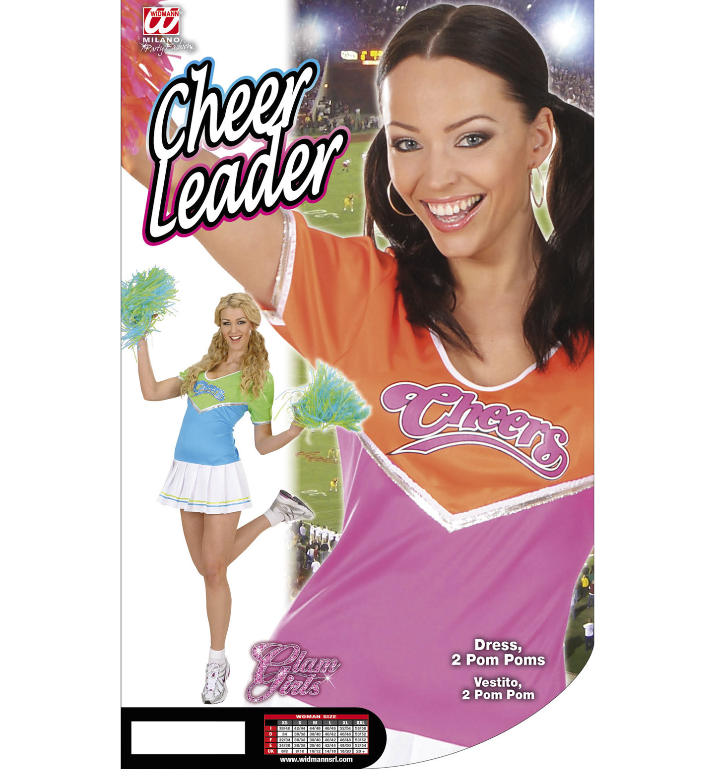 Ladies Womens Cheerleader Costume & Pom Poms Outfit for USA Sport Fancy