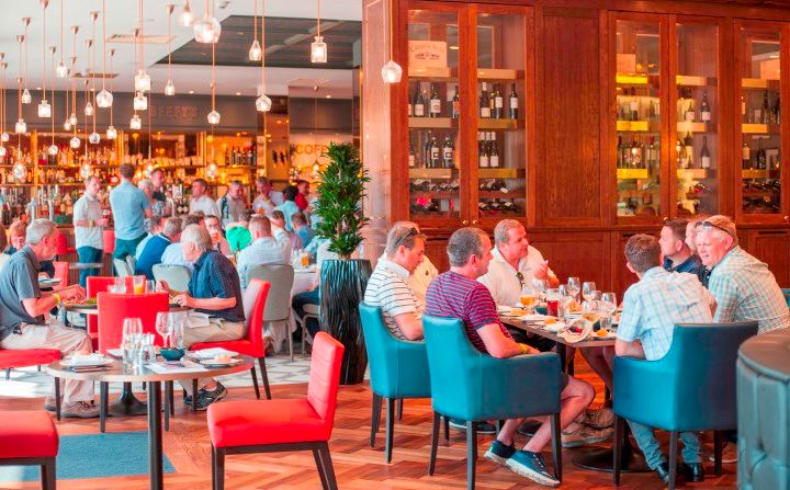 Customers enjoy their food at BEEFY'S Bar and Restaurant at Hampshire Cricket