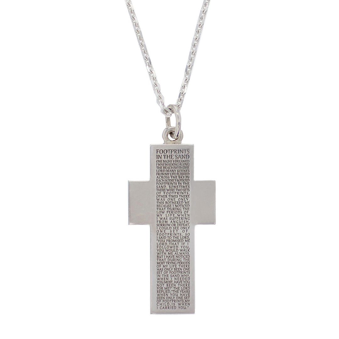 Footprints In The Sand Prayer Silver Pendant Faller Derry Jewellers