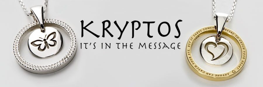 kryptos-mob-banner Faller Kryptos collection,disc, sterling silver, 18ct yellow & rose gold, message pendant, personalised engraving, make your own, jewellery, jewelry, gift, celebration, symbol, ladies