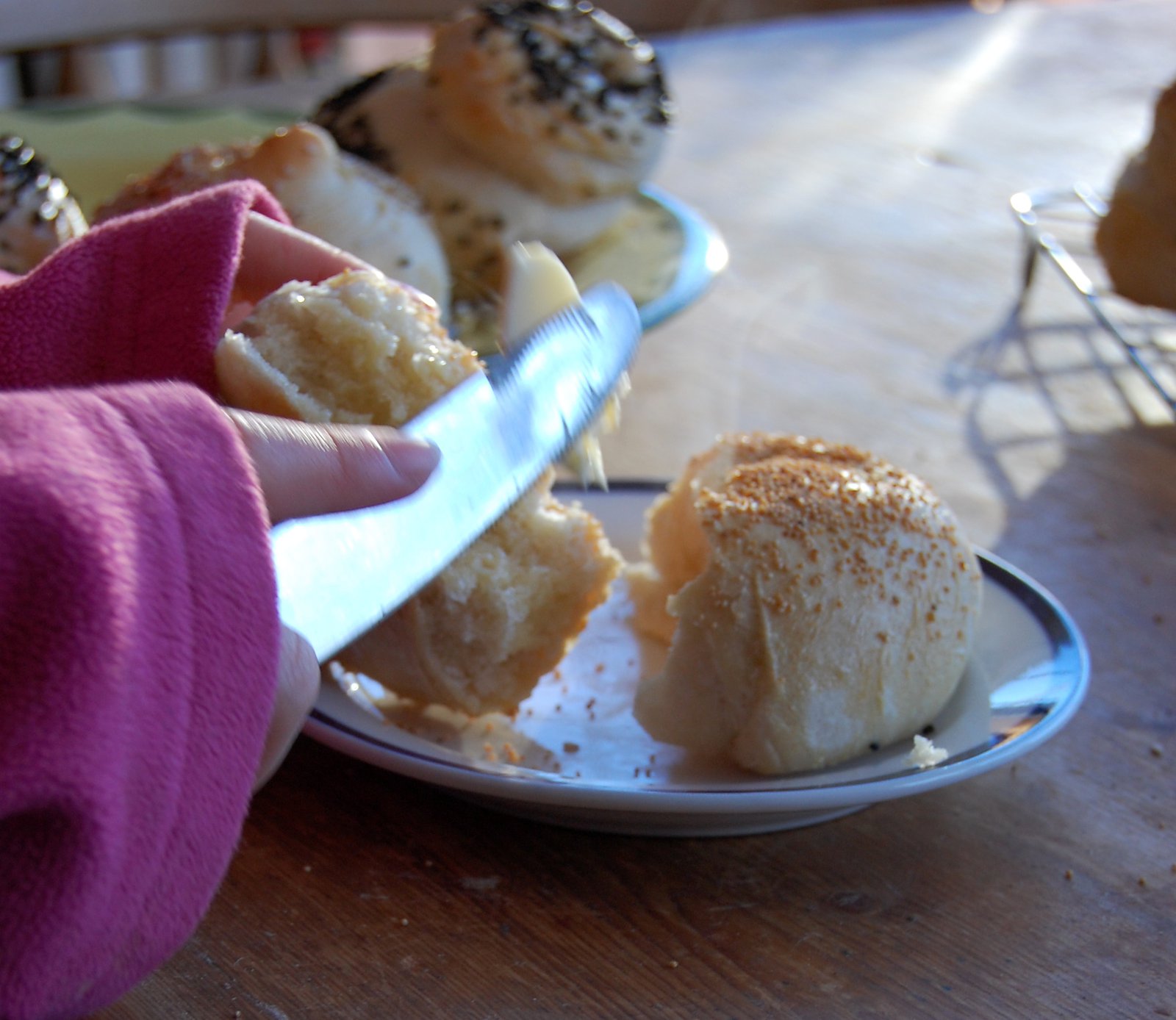 Delicious white bread rolls