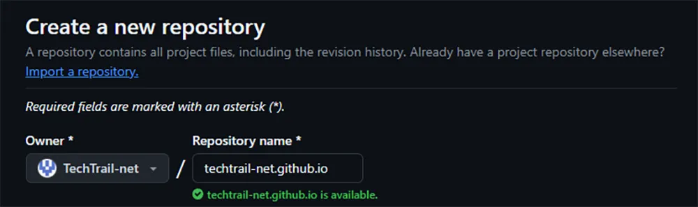 Screenshot showing newly created GitHub repository.