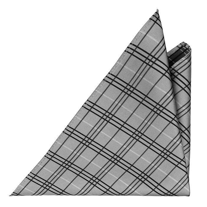 Bröstnäsduk i Siden - Grå botten och rutmönster i vitt och svart - Notch ALBERT Bröstnäsduk i Siden - Grå botten och rutmönster i vitt och svart - Notch ALBERT