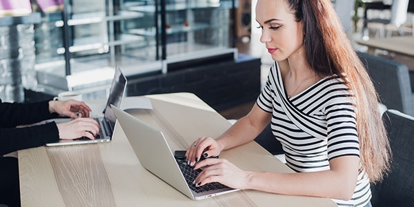 Writer working at laptop