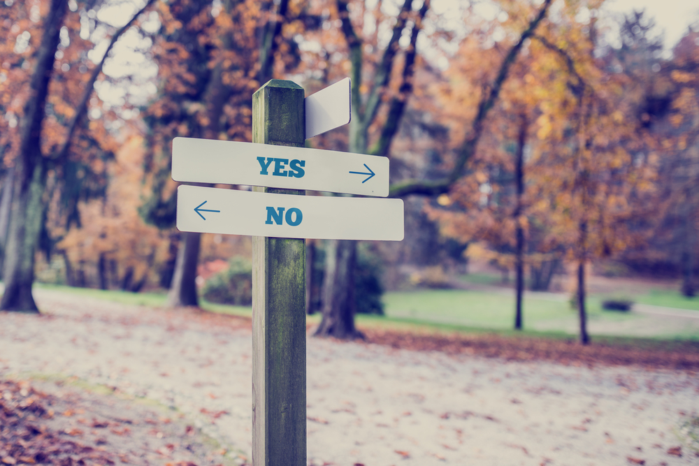 arrrows pointing to yes and no