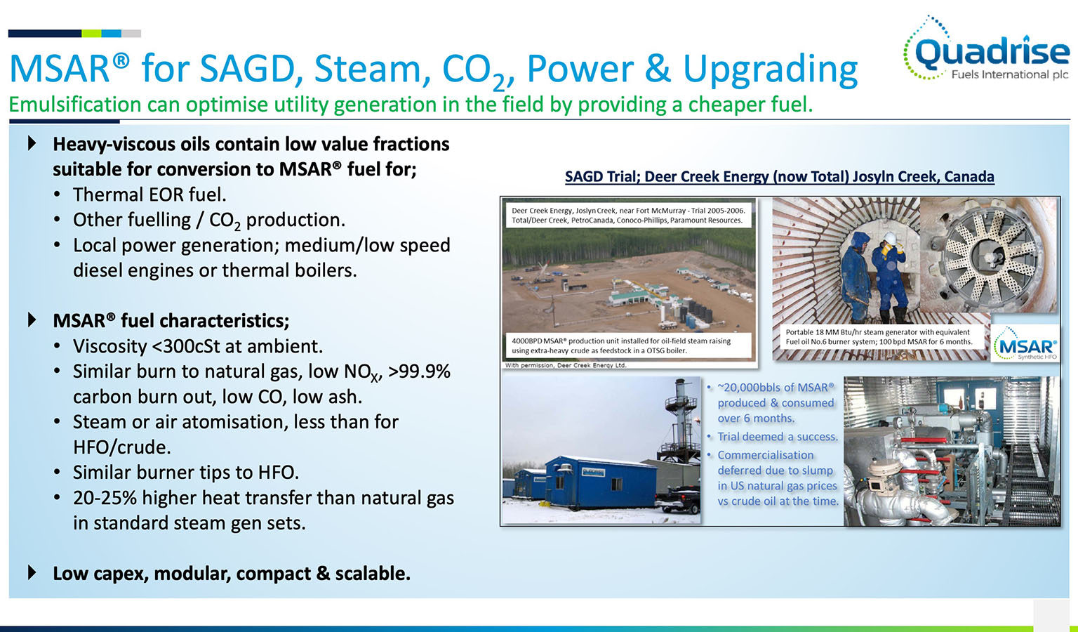 Msar For Sagd Steam Co2 Power