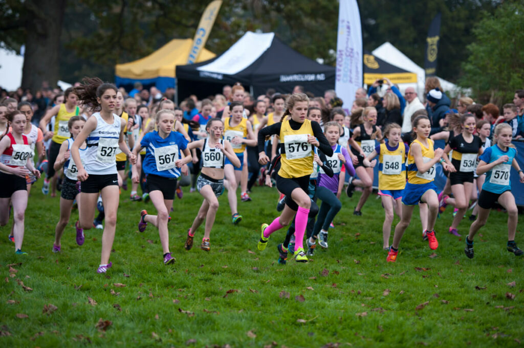 SCOTTISH ATHLETICS STORIES ONLY. Young athletes at the Scottish Athletics National XC Relays 2016. Photo: Bobby Gavin