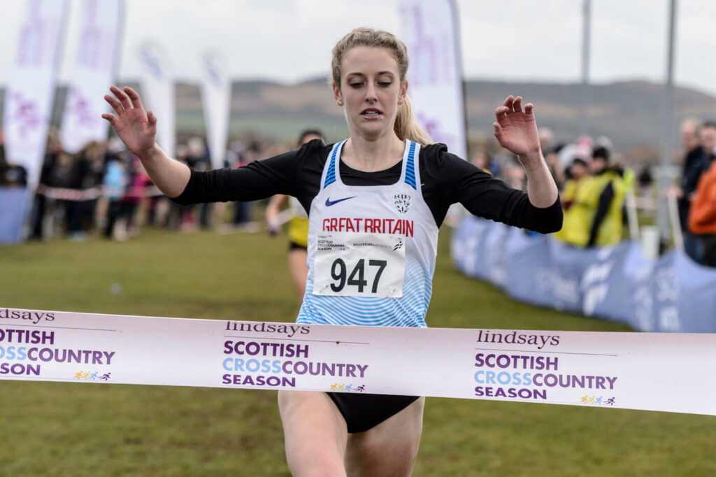 SCOTTISH ATHLETICS STORIES ONLY. Jemma Reekie wins Senior Women’s race at the Lindsays Solicitors Scottish Athletics Short Course Cross Country Championships 2018. Photo: Bobby Gavin / scottishathletics.