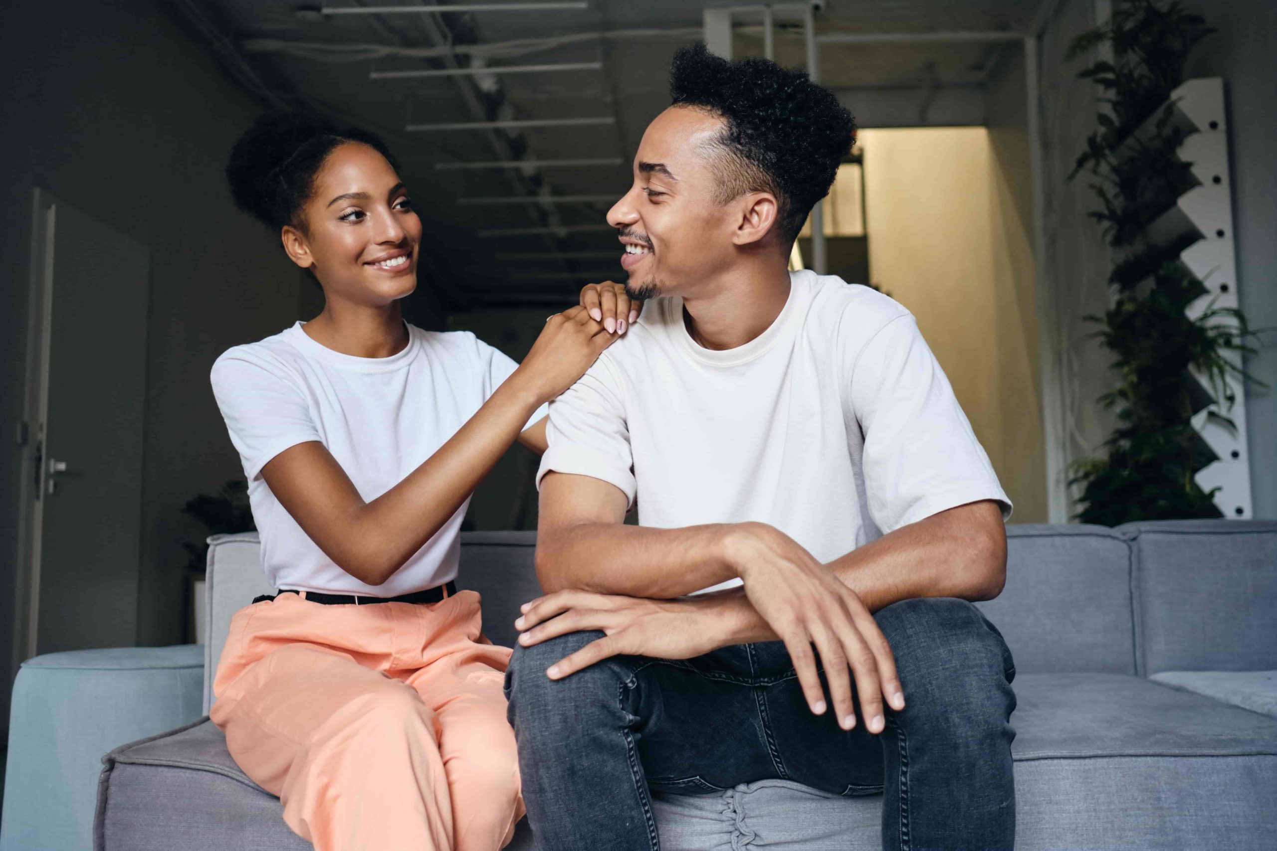 beautiful couple discussing life