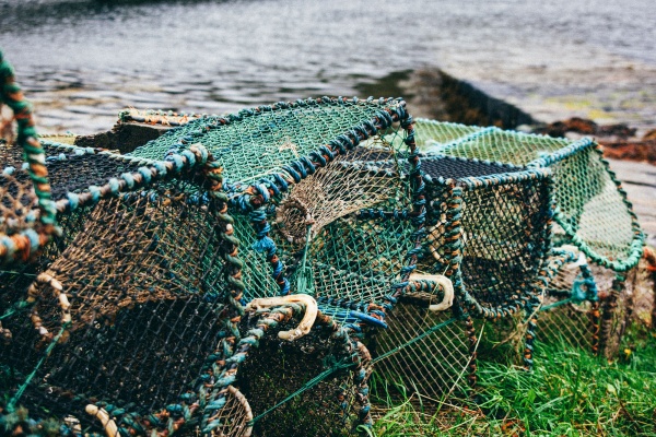 Stacked lobster pots