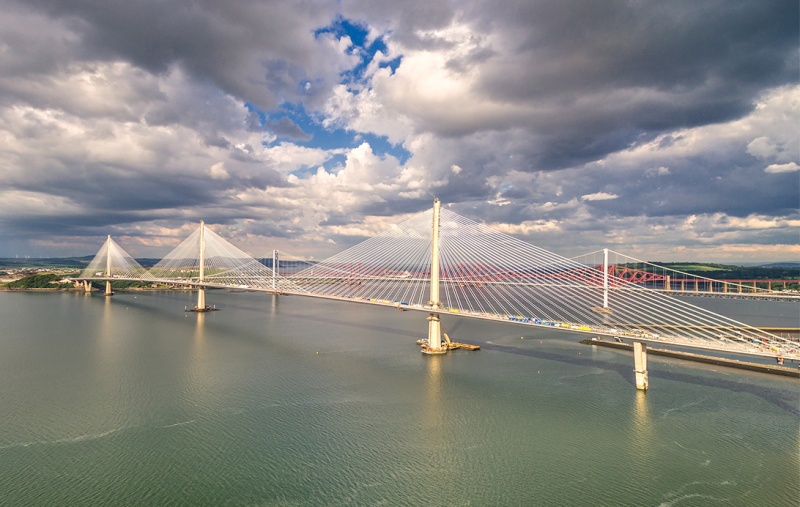 Queensferry Crossing with the Forth Road Bridge and the Forth Bridge in the background