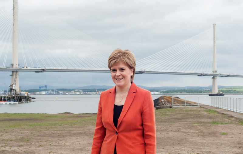 Nicola Sturgeon in front of the Queensferry Crossing