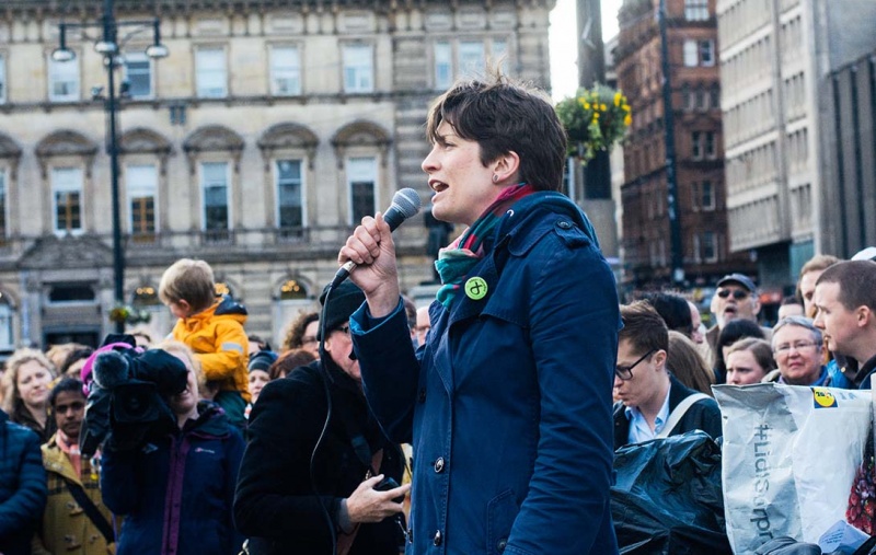 Alison Thewliss speaking at a rally in George Square