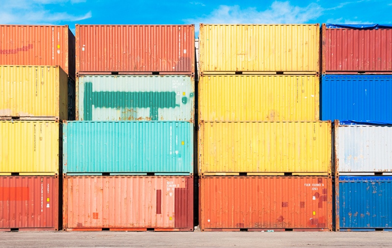 Container crates stacked up