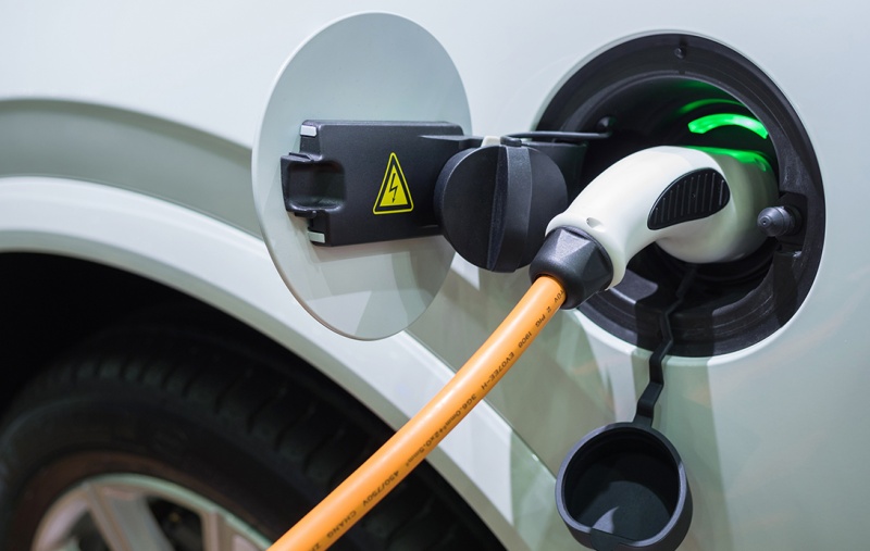 An electric car being charged