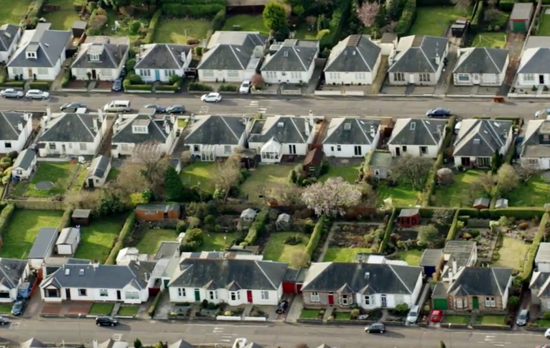 Suburban houses seen from above