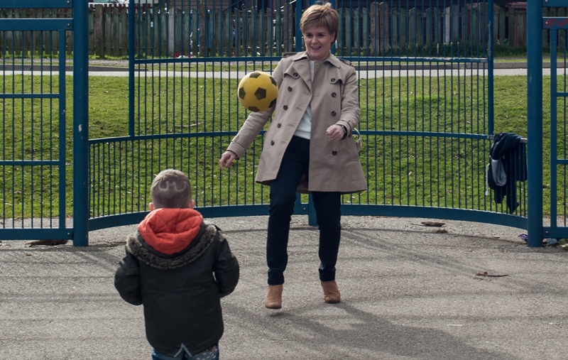 Nicola Sturgeon playing football