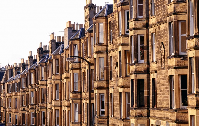 A row of Victorian sandstone flats in residential use in Scotland