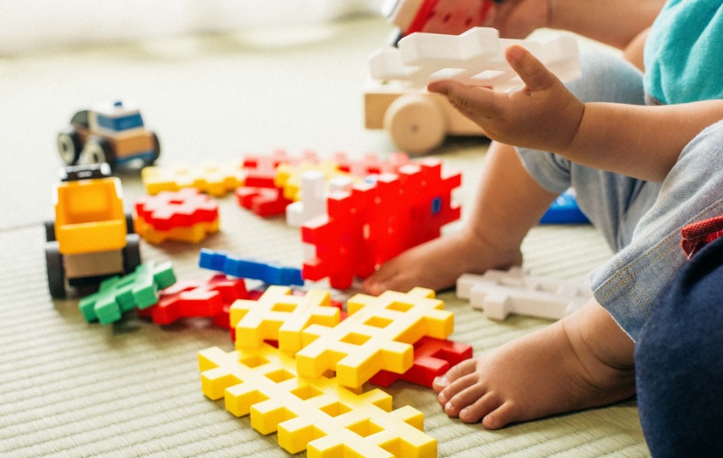 A child playing with toys
