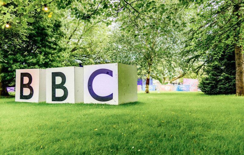 Large BBC sign in a park
