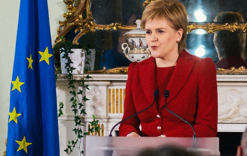 Nicola Sturgeon speaking at Bute House