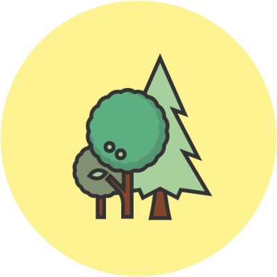 an illustration of three trees