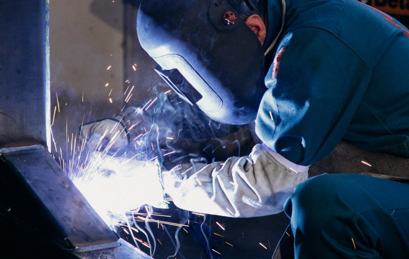 A welder welding
