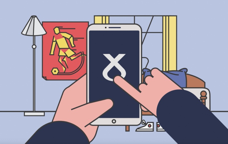 Illustration of an SNP logo on a phone in a bedroom