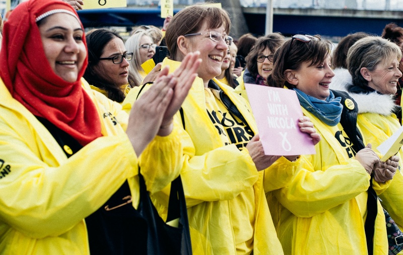 Activists applauding