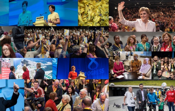 A collage of photos of delegates at Conferences