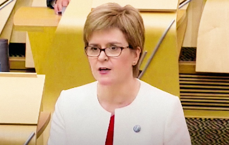 Nicola Sturgeon speaking in the Scottish Parliament
