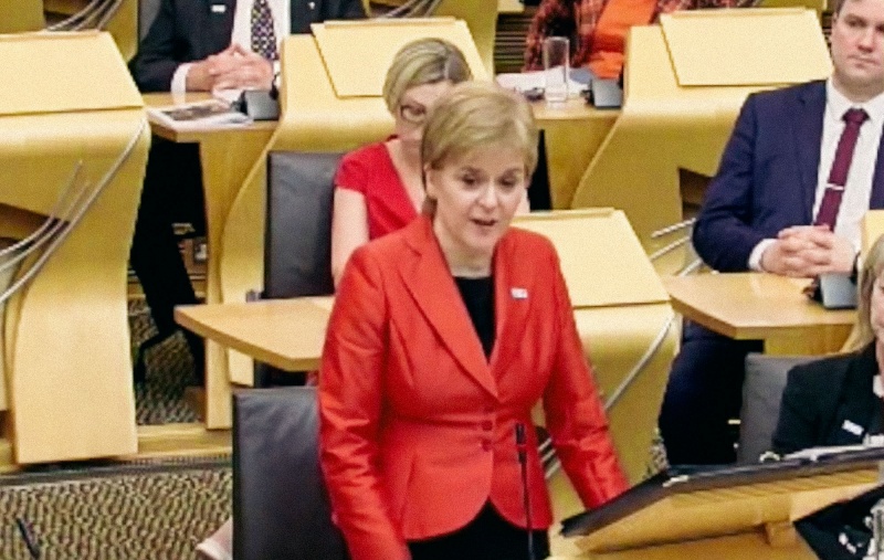 Nicola Sturgeon speaking in the Scottish Parliament