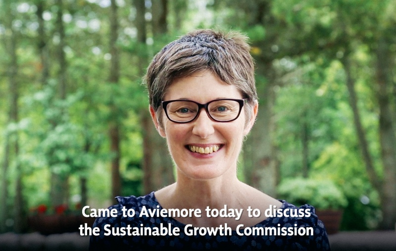 portrait of a woman SNP member outside the National Assembly in Aviemore