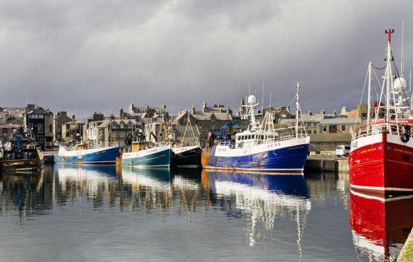 Fishing boats in a harbour at Fraserburgh